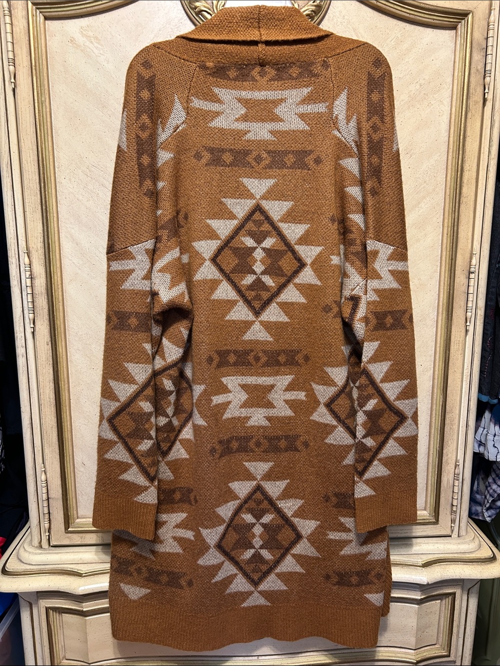 Savanna Jane Boho Aztec Open Front Long Sweater Cardigan